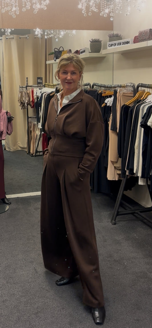 Sweat broek wijd bruin