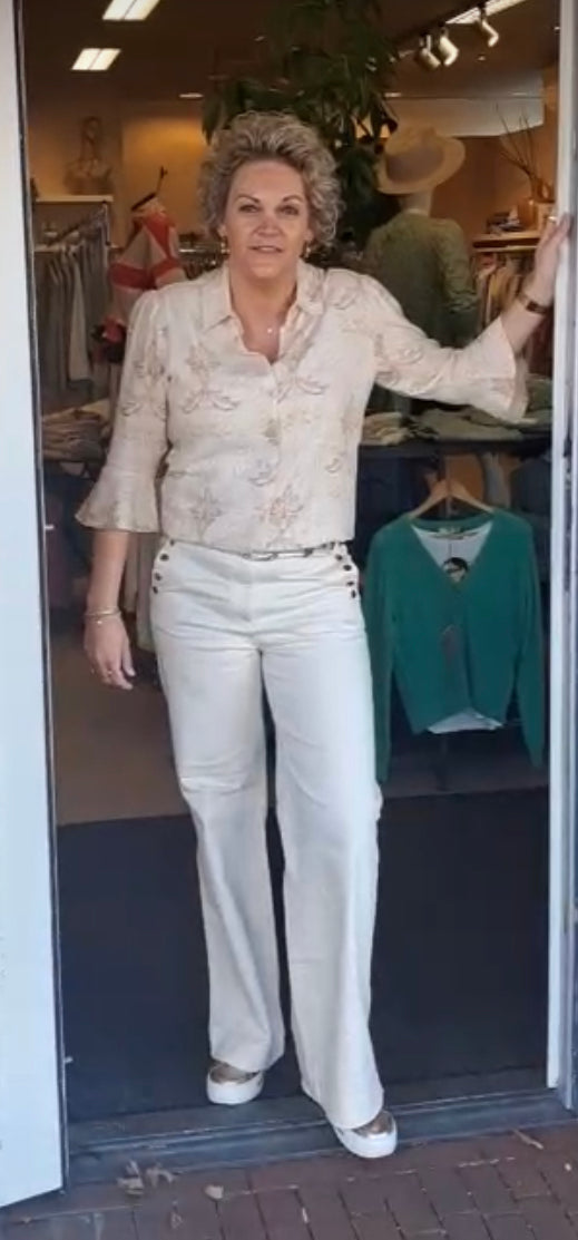 Zizo wideleg offwhite met zilveren knopen