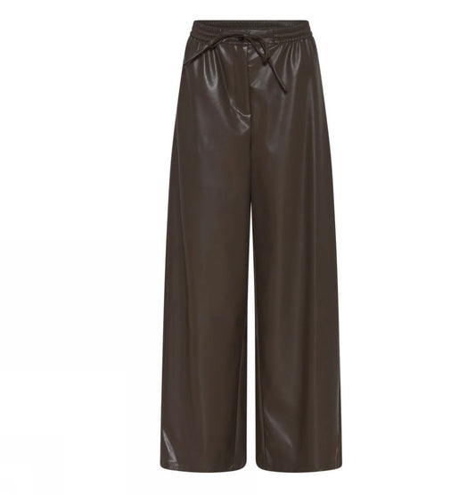 Soulmate leatherlook broek bruin