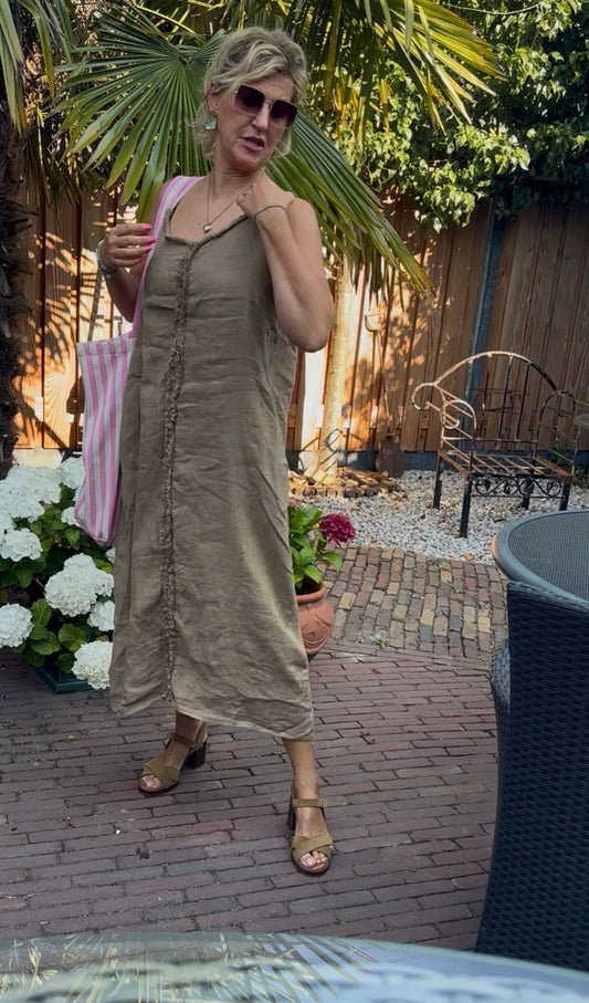 Linnen jurk cognac