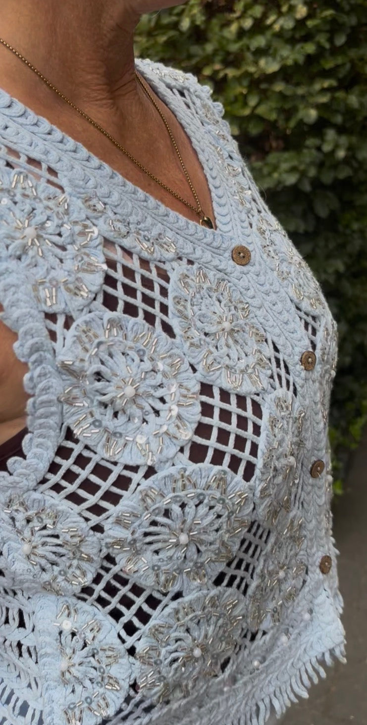 Top/ hes/ gilet met kraaltjes