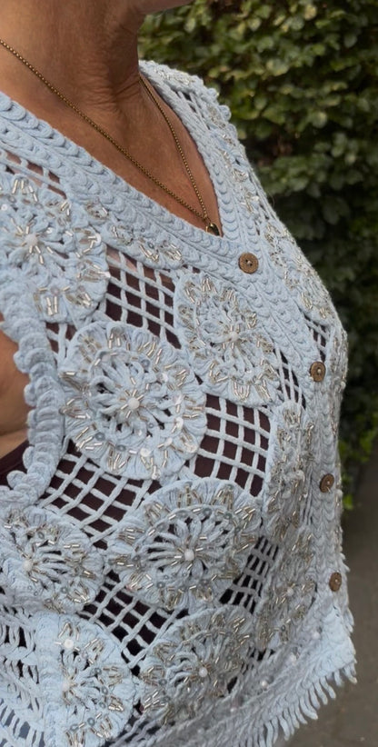 Top/ hes/ gilet met kraaltjes