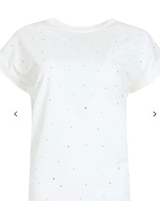 Maicazz shirt Nana offwhite zilver steentjes