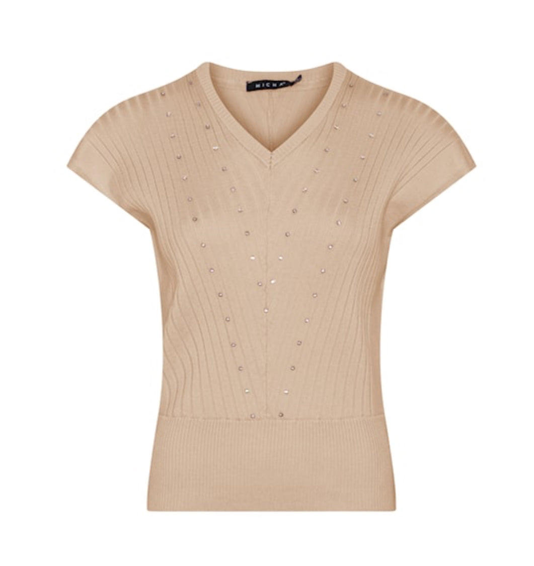 Micha brei top met strass stenen