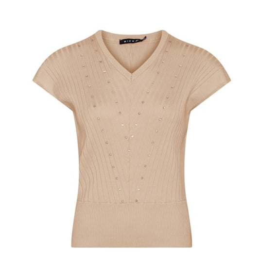 Micha brei top met strass stenen