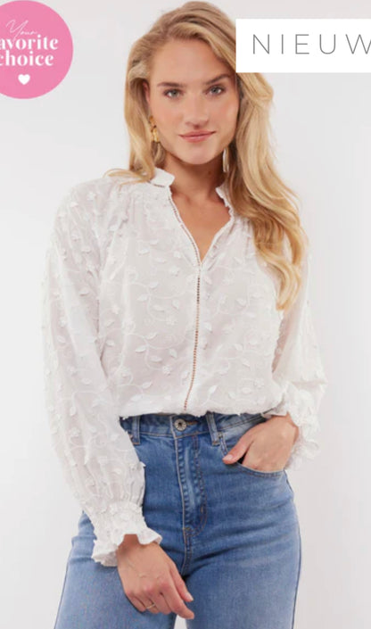 CSTheLabel blouse wit kant bloem