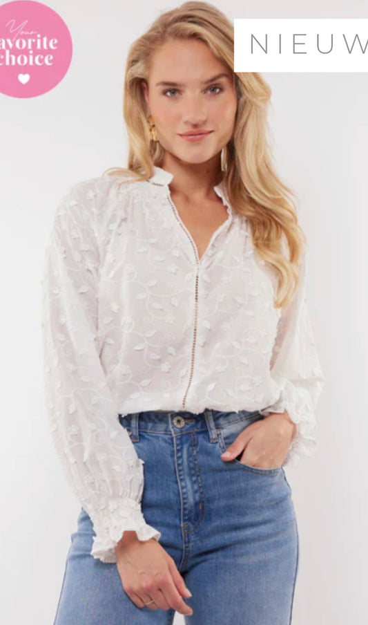 CSTheLabel blouse wit kant bloem