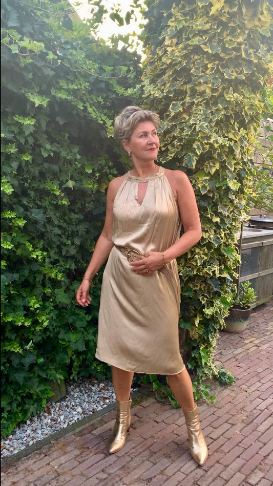 Satijn halter jurk