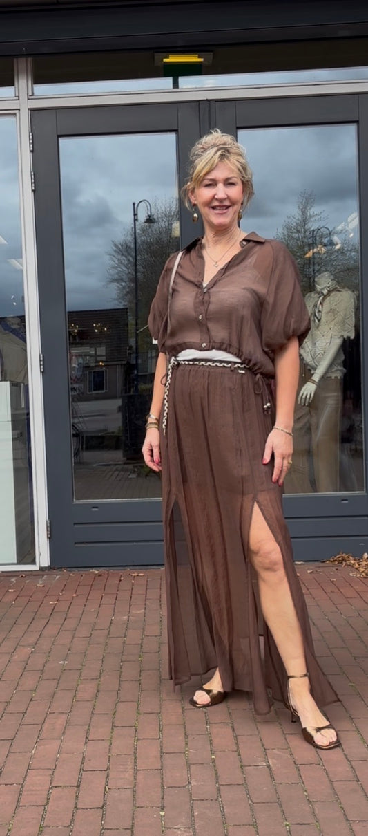 Mark up voile rok donkerbruin