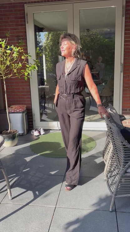 Jumpsuit linnen zwart