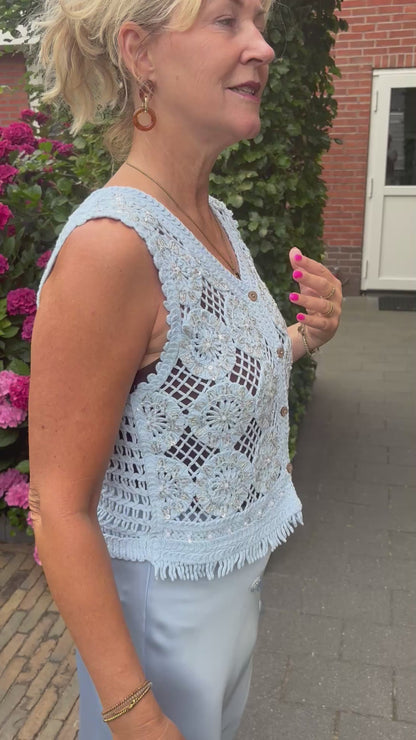 Top/ hes/ gilet met kraaltjes