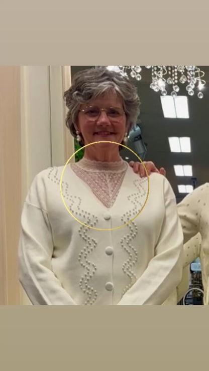 Underwear shirt met kant hals offwhite